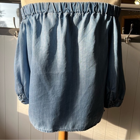 ONLY Women’s Off Shoulder Denim Look Cropped Festival Top, Size 38, #86 - Picture 5 of 7